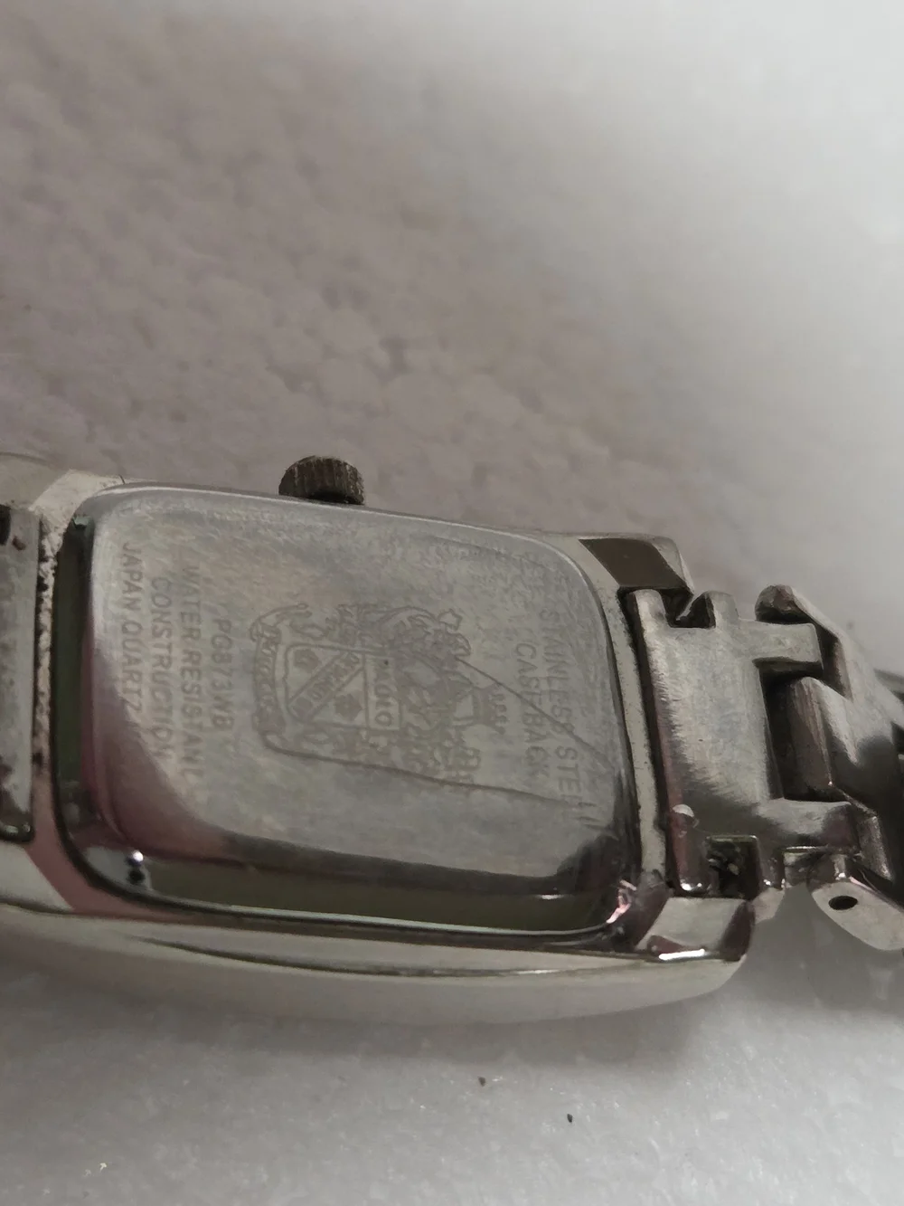 Paolo GUCCI Silver Rectangular Case Watch with Black Crown